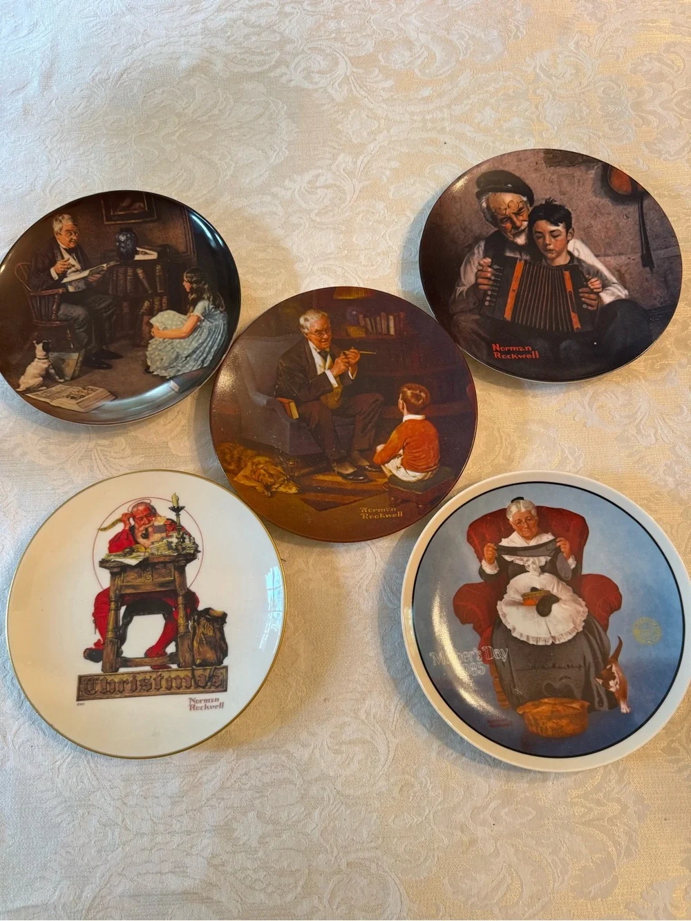 Knowles Decorative Collector Plates in Brown, Cream, Red, Blue